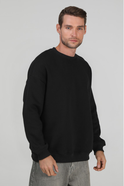 Світшот чоловічий оверсайз утеплений чорний RAY OVERSIZE U0304
